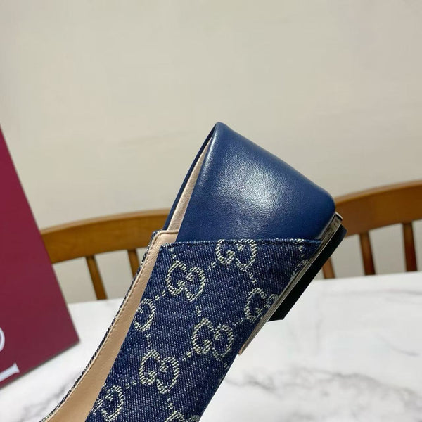 GG Ballet FLats Blue Old-Fashioned Fabric