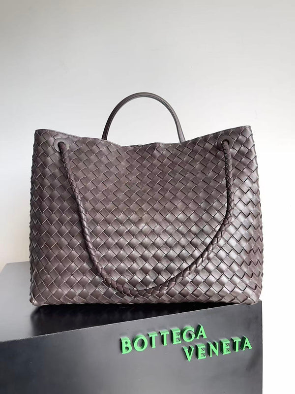 BV LARGE ANDIAMO 45CM DARK BROWN CHOCOLATE LAMBSKIN