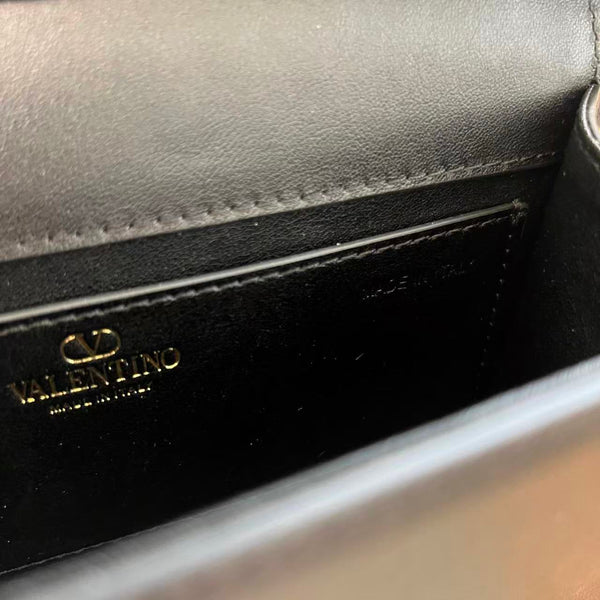 VLTN Small Locò Shoulder Bag Black Calfskin & Crystal