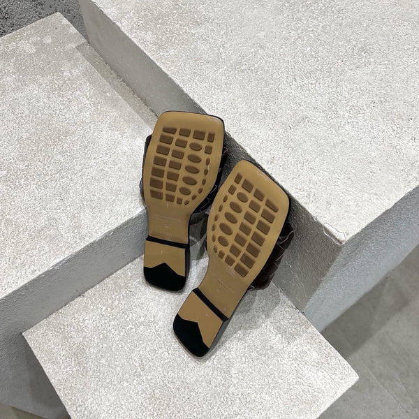 BV Parco Flat Mules Chocolate Leather