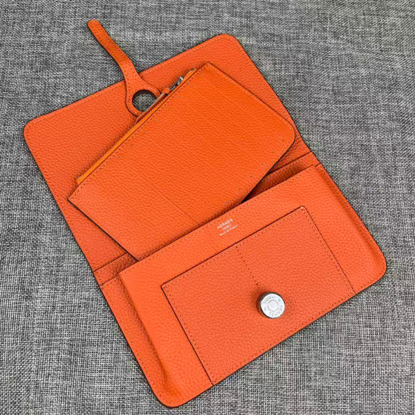 HM Dogon Duo Wallet 20cm In Orange Togo Leather