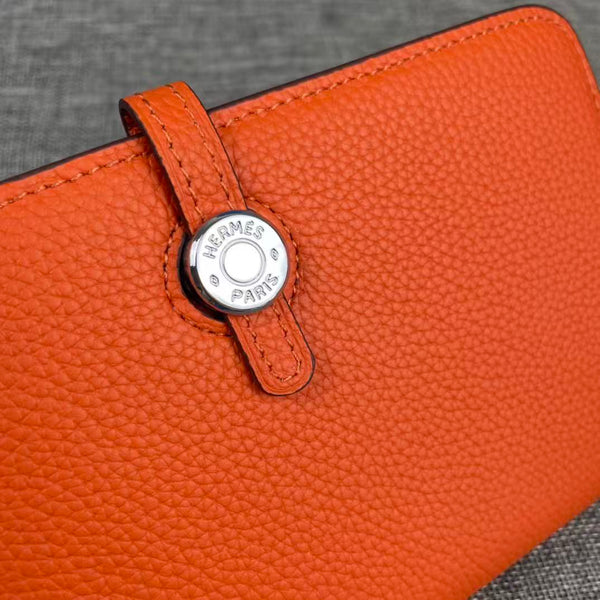 HM Dogon Duo Wallet 20cm In Orange Togo Leather