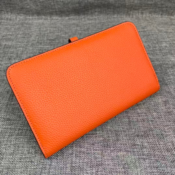 HM Dogon Duo Wallet 20cm In Orange Togo Leather