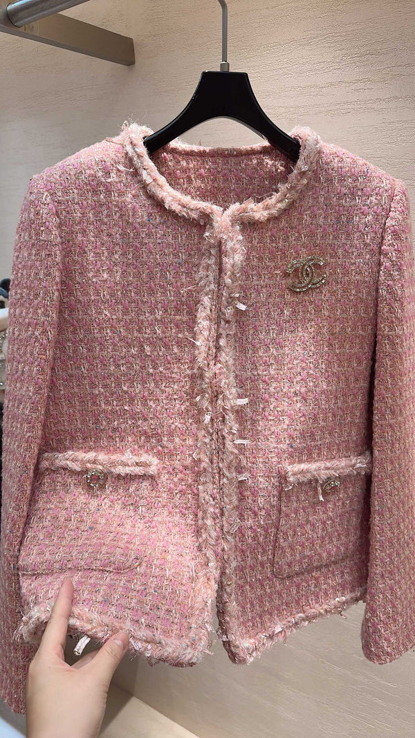 CC 25 Veste tressée coton rose clair