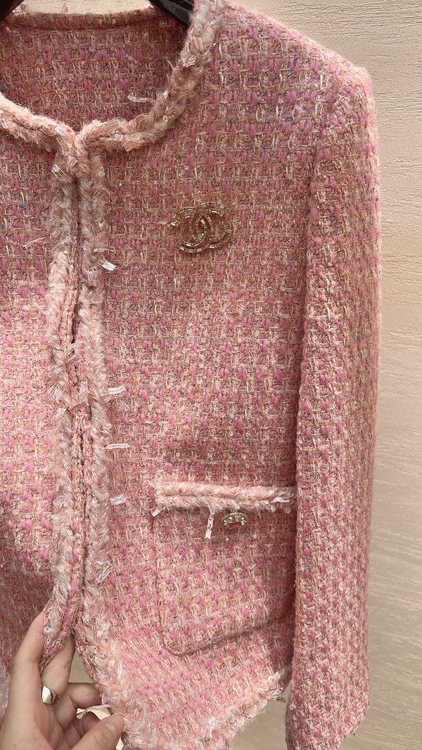 CC 25 Veste tressée coton rose clair