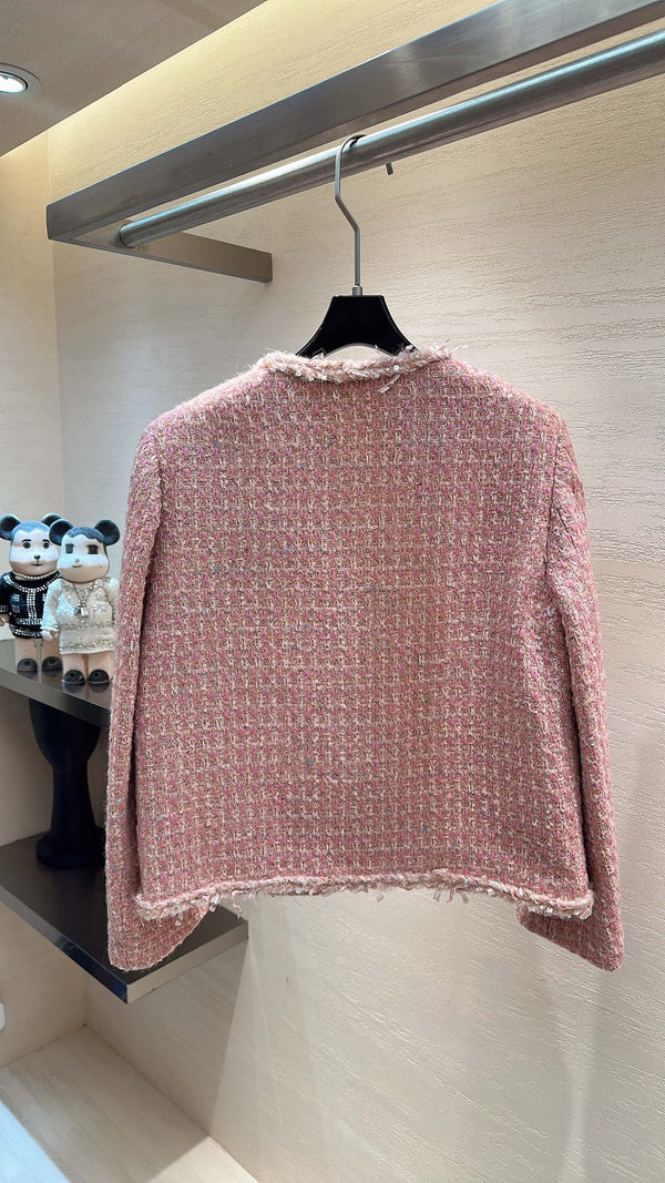 CC 25 Veste tressée coton rose clair