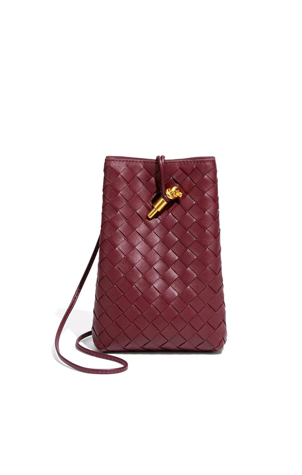 BV Andiamo Phone Pouch Bag 22cm Multicolor Intrecciato Leather
