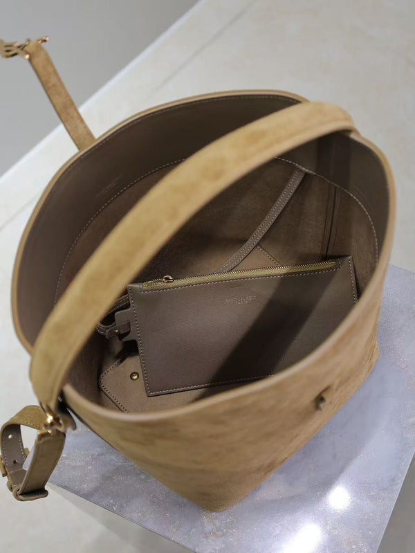 YSL 26s Le 37 Bucket Bag 26cm Golden Leaf Suede