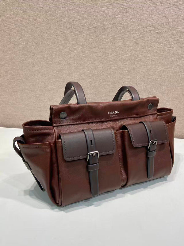 Prada Route Shopping Bag Brown Leather