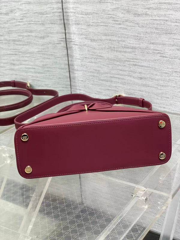 CD 2026 Bow Bag 33.5cm in Burgundy Lambskin