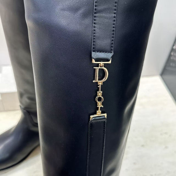 CD Riding Boots CD Buckle Black Leather
