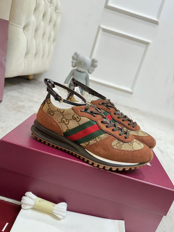 GG Re-Motion Ankle Strap Sneaker Brown Canvas
