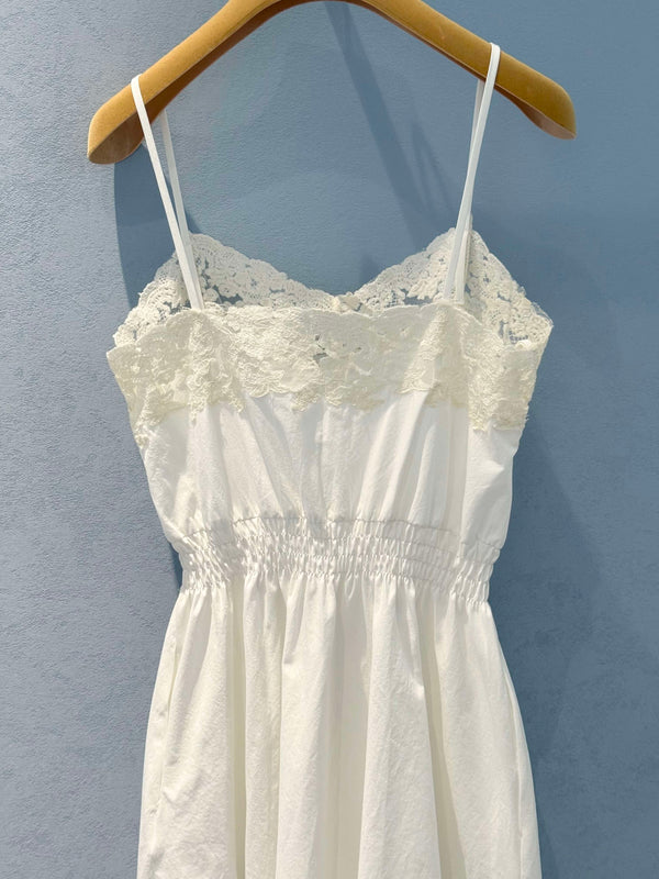 Miu Eyelet Lace Mini Dress White Cotton