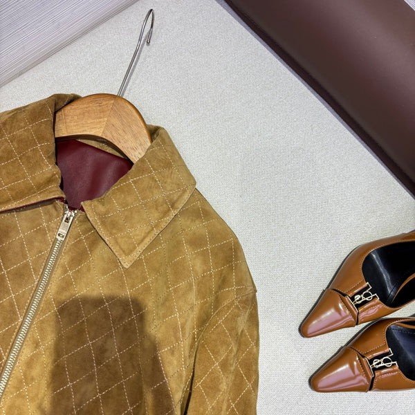 CC Fango Blouson Brown Burgundy Suede Leather