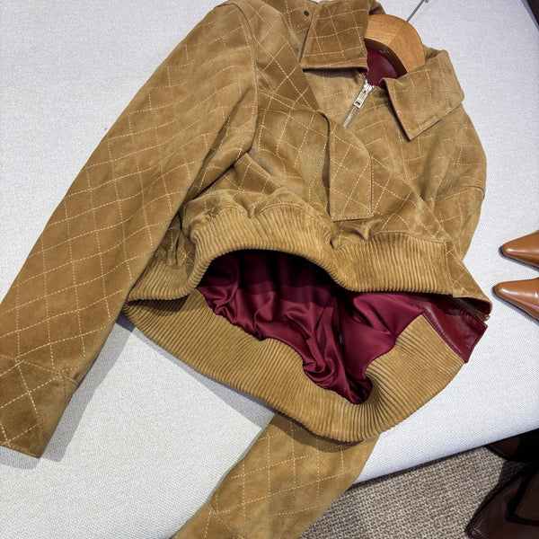 CC Fango Blouson Brown Burgundy Suede Leather