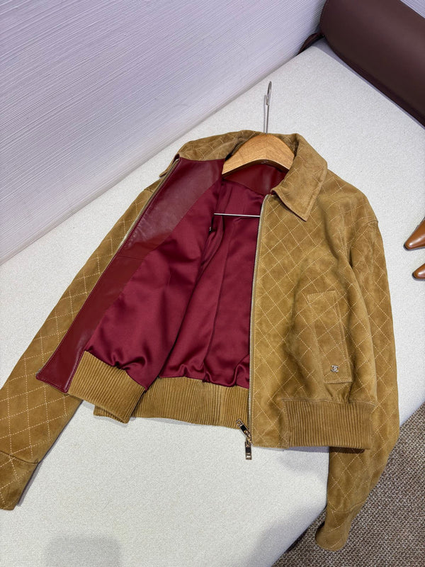 CC Fango Blouson Brown Burgundy Suede Leather