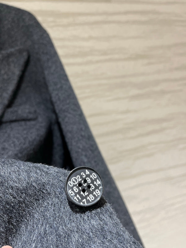 MM6 Double Breasted Coat in Grey Wool