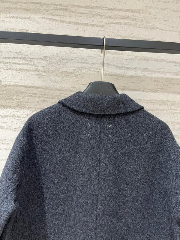 MM6 Double Breasted Coat in Grey Wool