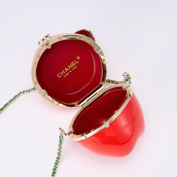 CC Métiers d'art 2026 Apple Minaudière Bag Red Lacquered Metal