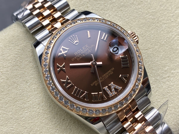 Datejust 31mm Pink Gold Chocolate Dial Diamond Bezel Best Version