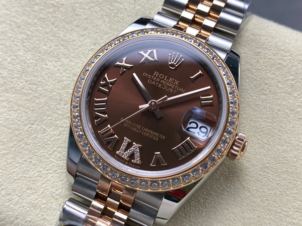 Datejust 31mm Pink Gold Chocolate Dial Diamond Bezel Best Version
