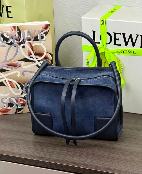 Loewe Amazona 180 Bag 24.5cm Dark Blue Calfskin Suede