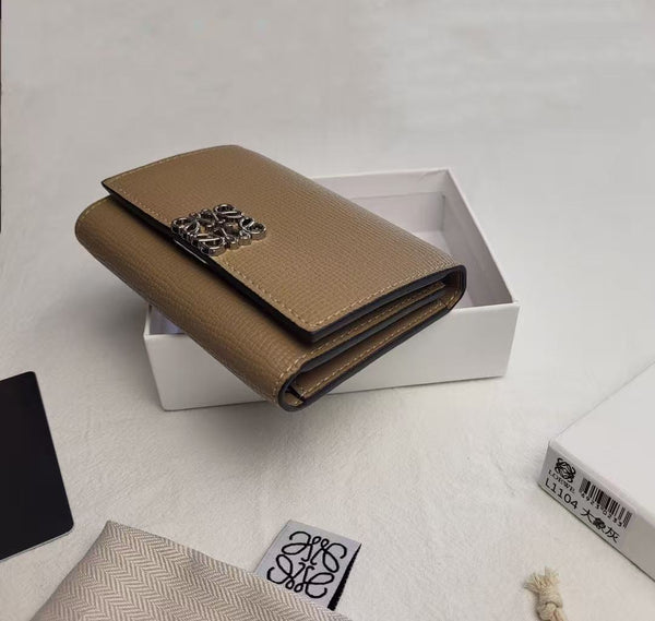 LW Anagram Trifold Wallet 12cm Brown Leather