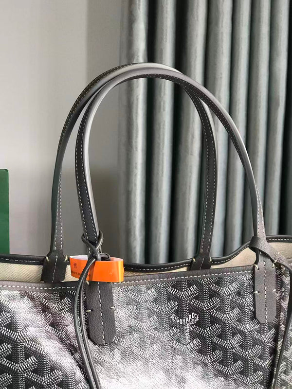 Sac Saint Louis PM 34cm en toile verte et cuir de veau Chevroches