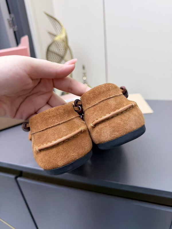 Miumiu Deck Loafers With Tassels Brown Suede