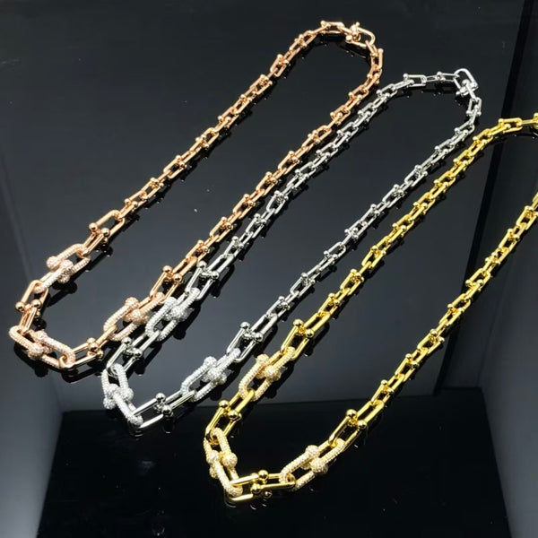 Tiffany HardWear Graduated Link Necklace Pave Diamond