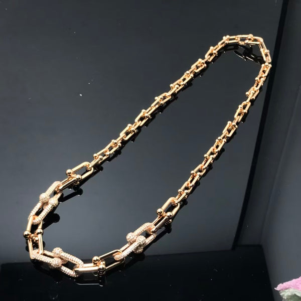 Tiffany HardWear Graduated Link Necklace Pave Diamond