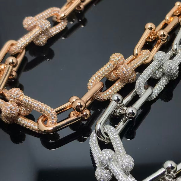 Tiffany HardWear Graduated Link Necklace Pave Diamond