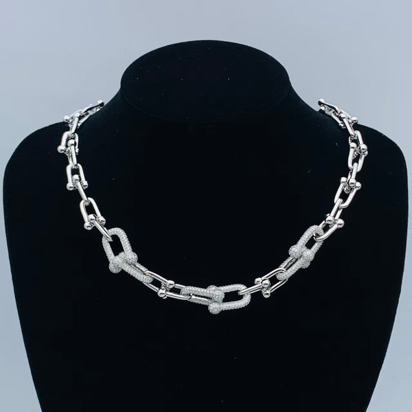 Tiffany HardWear Graduated Link Necklace Pave Diamond