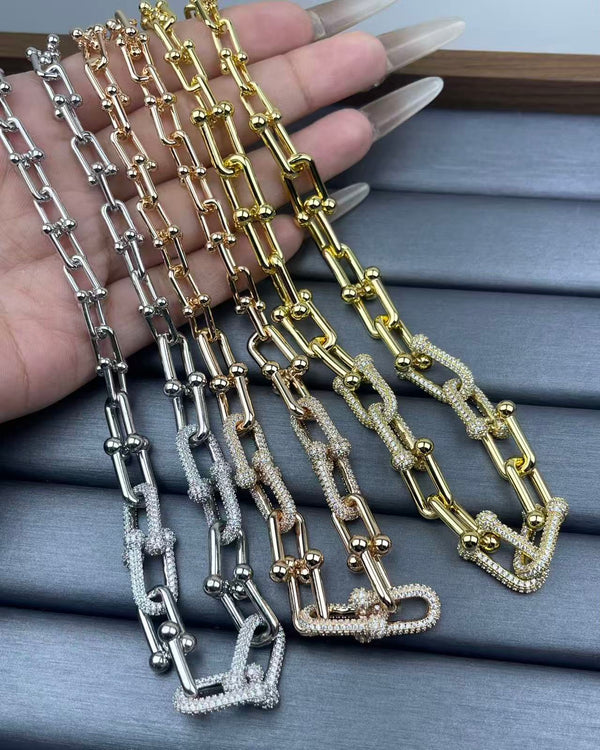 Tiffany HardWear Graduated Link Necklace Pave Diamond