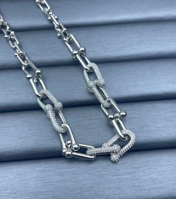 Tiffany HardWear Graduated Link Necklace Pave Diamond