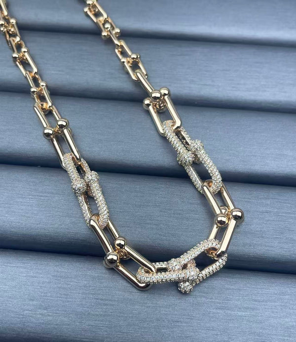 Tiffany HardWear Graduated Link Necklace Pave Diamond