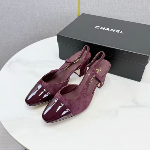CC Slingback Pumps 6.5cm Burgundy Suede