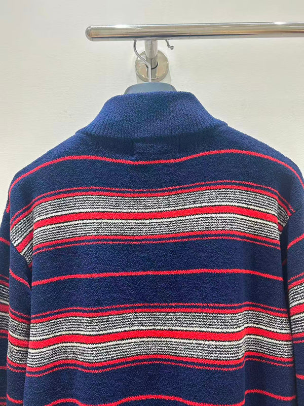 Miu Miu Striped Chenille Half-Zipper Sweater Multicolor Wool