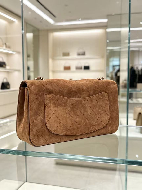 CC Souplissimo Maxi Flap 32 cm Handbag Camel Suede Calfskin