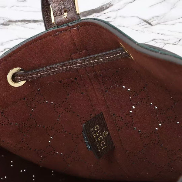 GG Venice Bucket Bag 33cm Dark Brown Suede