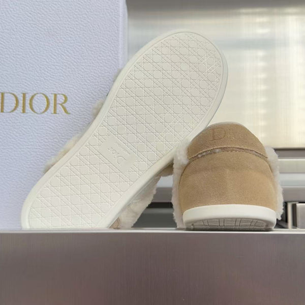 CD Ribbon Sneakers Beige Shearling Suede