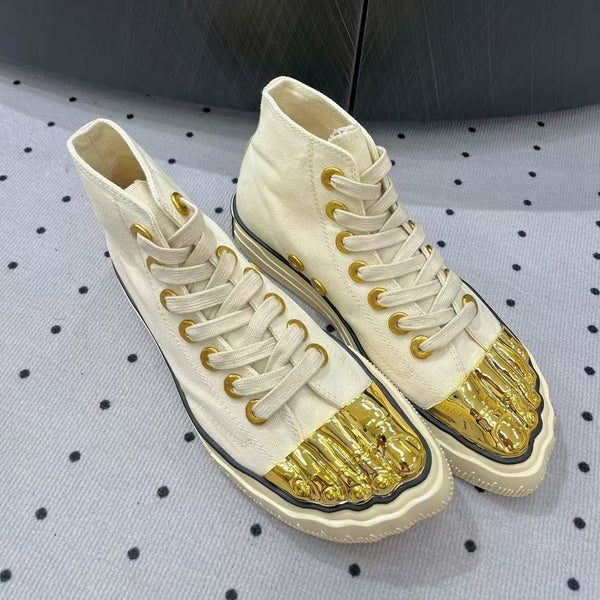 MS Trompe l’Oeil Toe Cap Sneakers Fabric Metal
