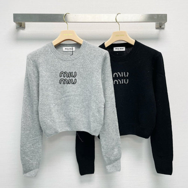Miu 26FW Cropped Logo Sweater Wool 440339