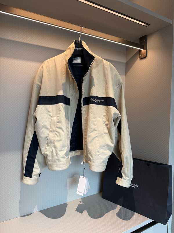 YSL 26s Blouson Jacket Beige Cotton Blend