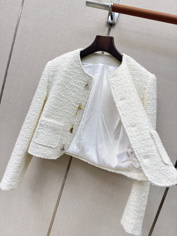 CC Cropped Tweed Jacket Wool Blend
