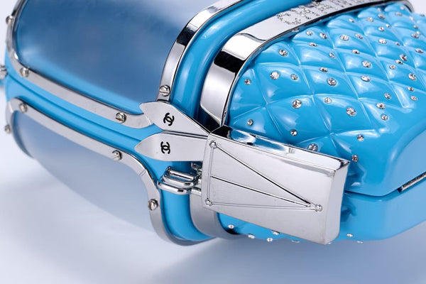 CC 19FW Gondola Minaudière Bag 17cm Blue Acrylic Rhinestones