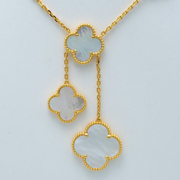 CLOVER GOLD MOP NECKLACE 6 MOTIF