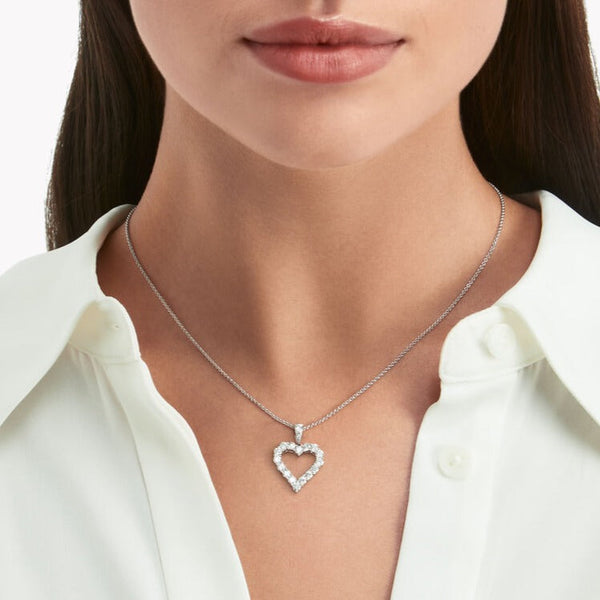 HEART SILHOUETTE SILVER DIAMOND NECKLACE