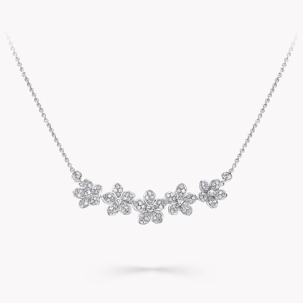 COLLANA IN ARGENTO E DIAMANTI CON FIORI SELVATICI