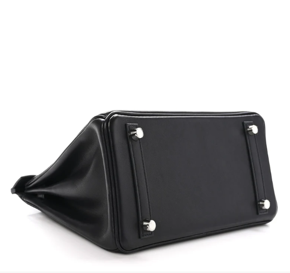 Hermes 25 Veau Volupto Rock Birkin Bag 25cm Black Silver Smooth Leather